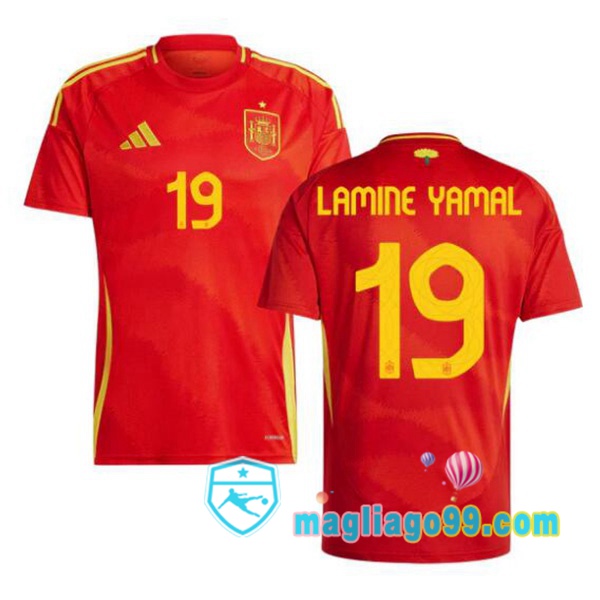 Nuove Nazionale Maglia Calcio Spagna (LAMINE YAMAL 19) Prima Rosso UEFA